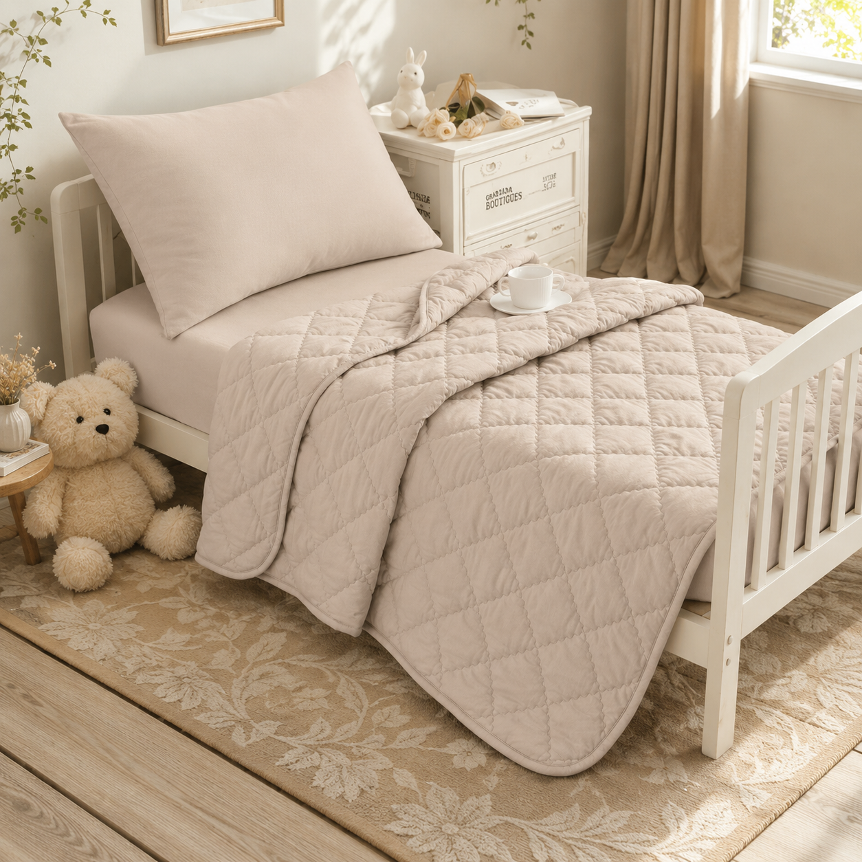 4-Piece Toddler Bedding Set – Light Khaki