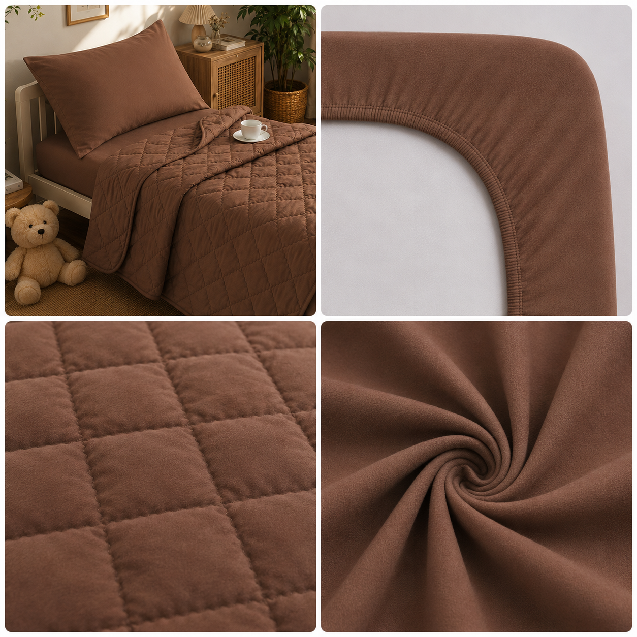 4-Piece Toddler Bedding Set – Coffee Brown