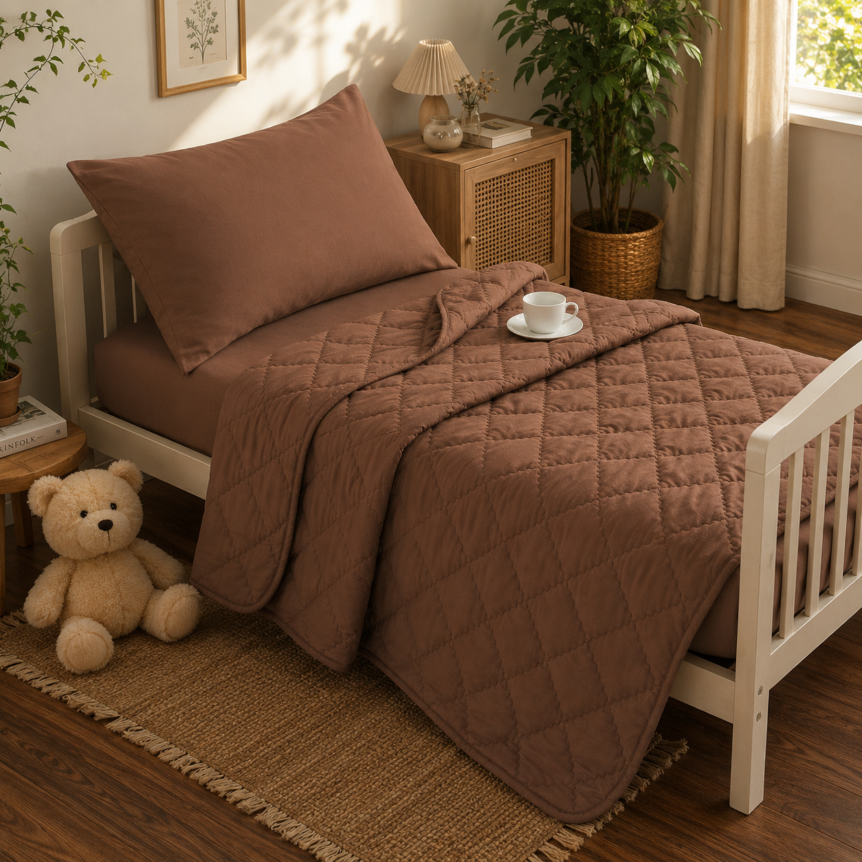 4-Piece Toddler Bedding Set – Coffee Brown