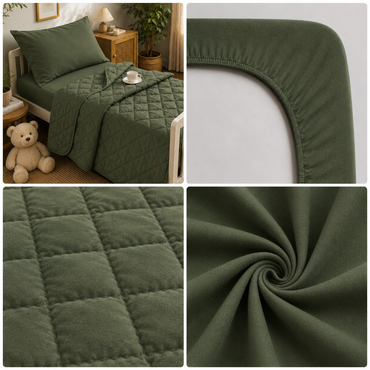 4-Piece Toddler Bedding Set – Olive Green