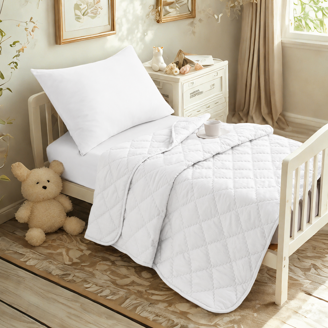 4-Piece Toddler Bedding Set – White