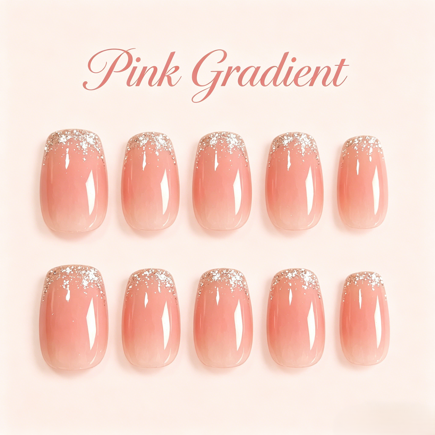 Pink Gradient Press-On Nails – Almond, 24pcs