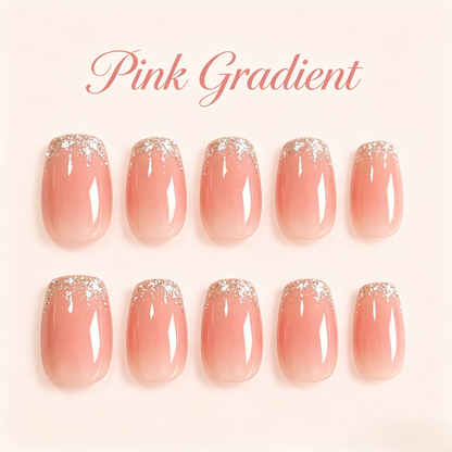 Pink Gradient Press-On Nails – Almond, 24pcs