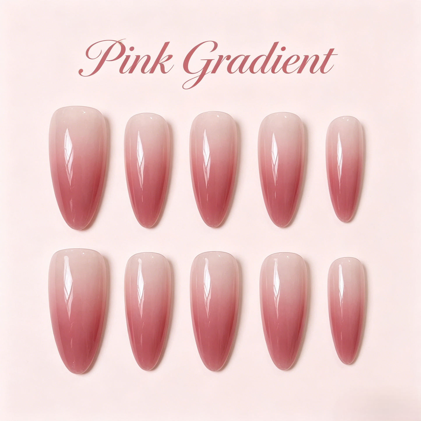 Pink Gradient Press-On Nails – Luxury Style, 10pcs