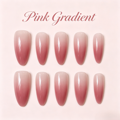 Pink Gradient Press-On Nails – Luxury Style, 10pcs