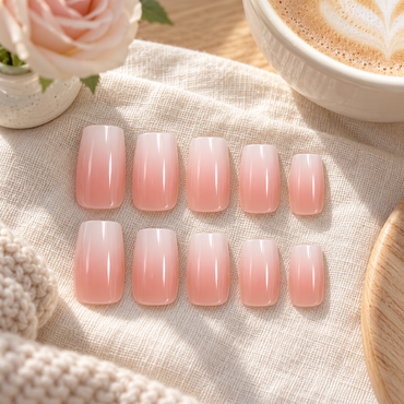 Vanilla Cream Ombre Press-On Nails – Short Square, 24pcs