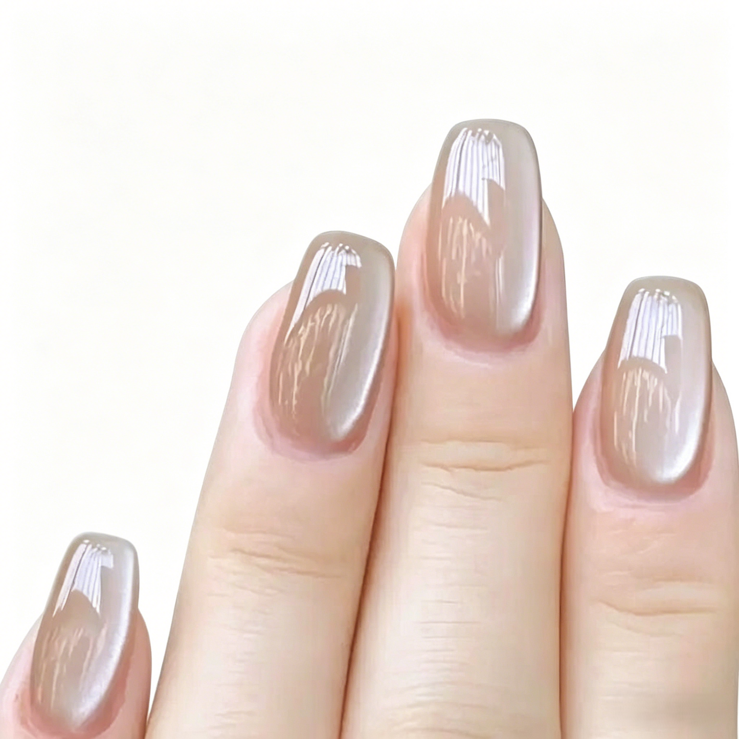 Blush Milk Tea Cat Eye Press-On Nails – 10pcs