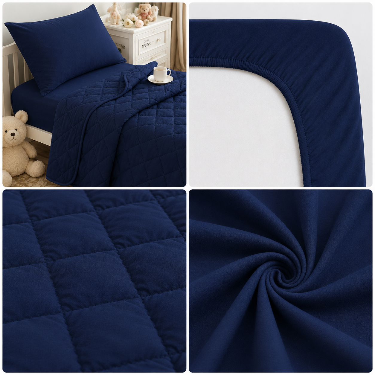 4-Piece Toddler Bedding Set – Navy Blue