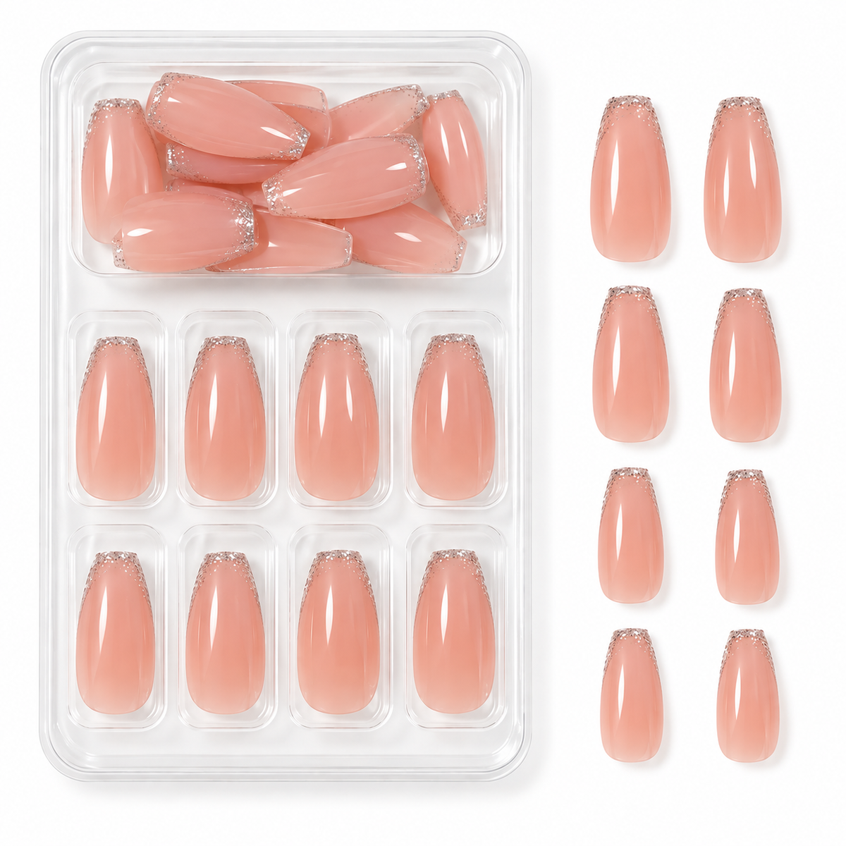 Pink Gradient Press-On Nails – Long Coffin, 24pcs