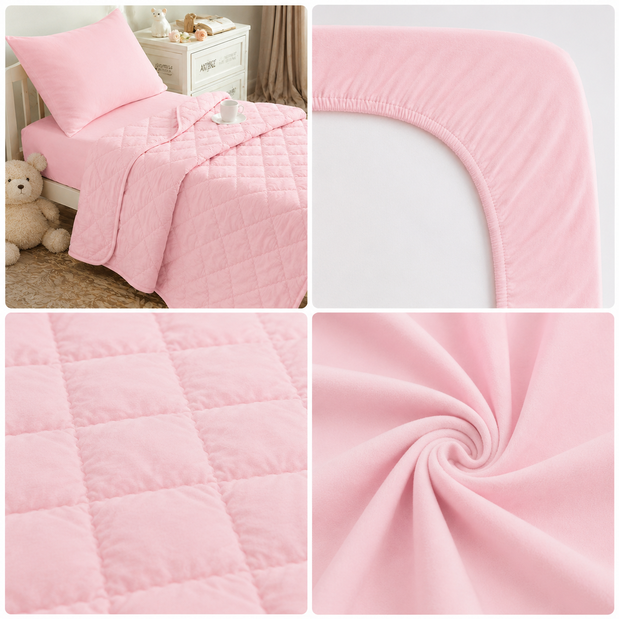 4-Piece Toddler Bedding Set – Pink