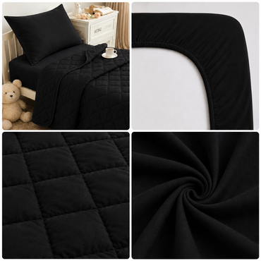 4-Piece Toddler Bedding Set – Black