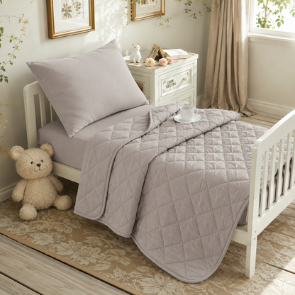 4-Piece Toddler Bedding Set – Smoky Gray