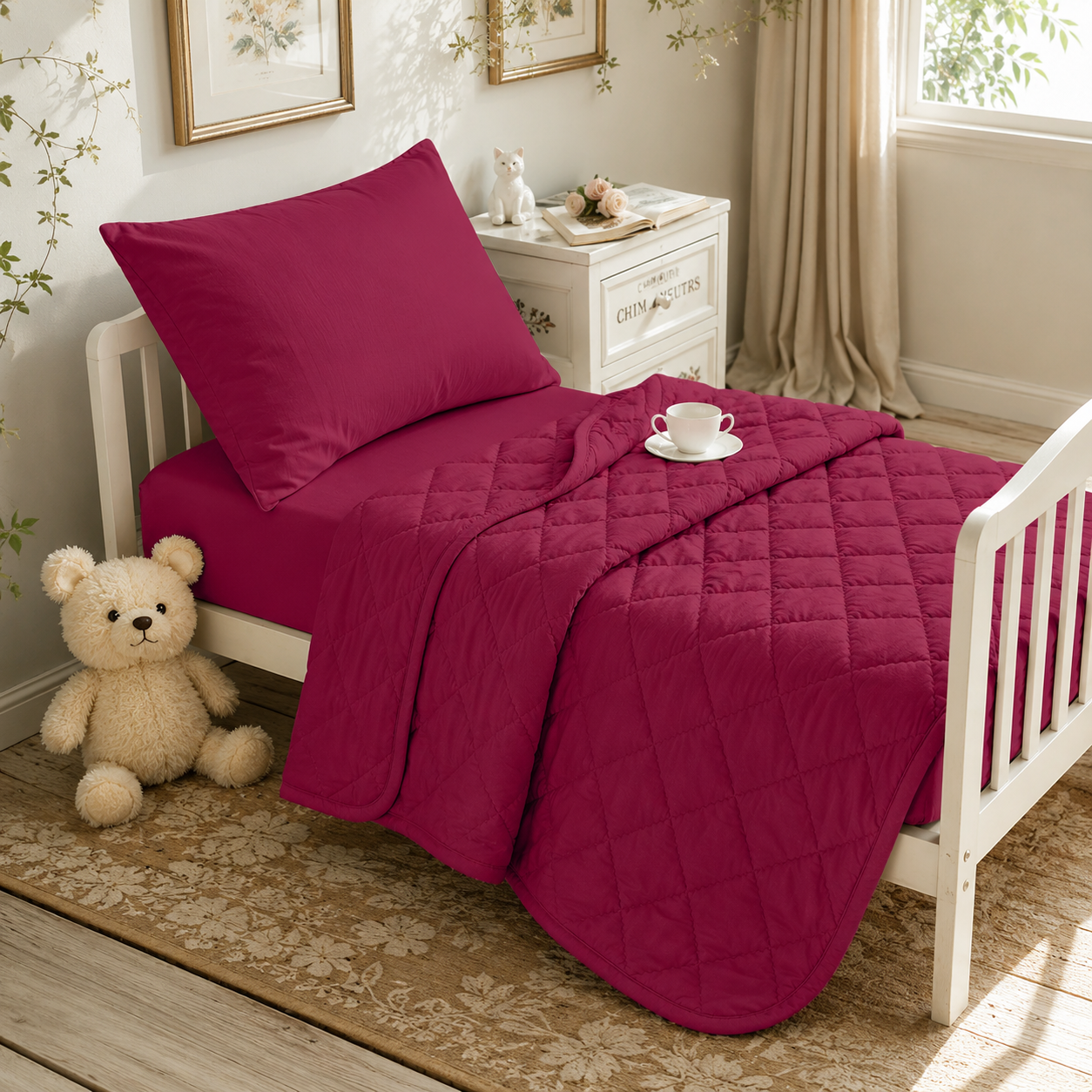 4-Piece Toddler Bedding Set – Red