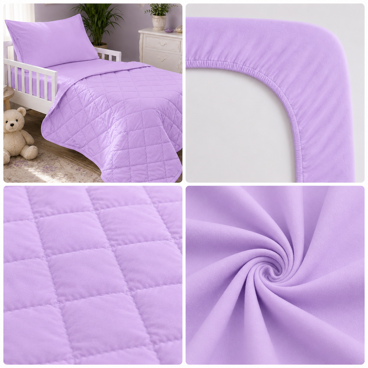 4-Piece Toddler Bedding Set – Light Purple