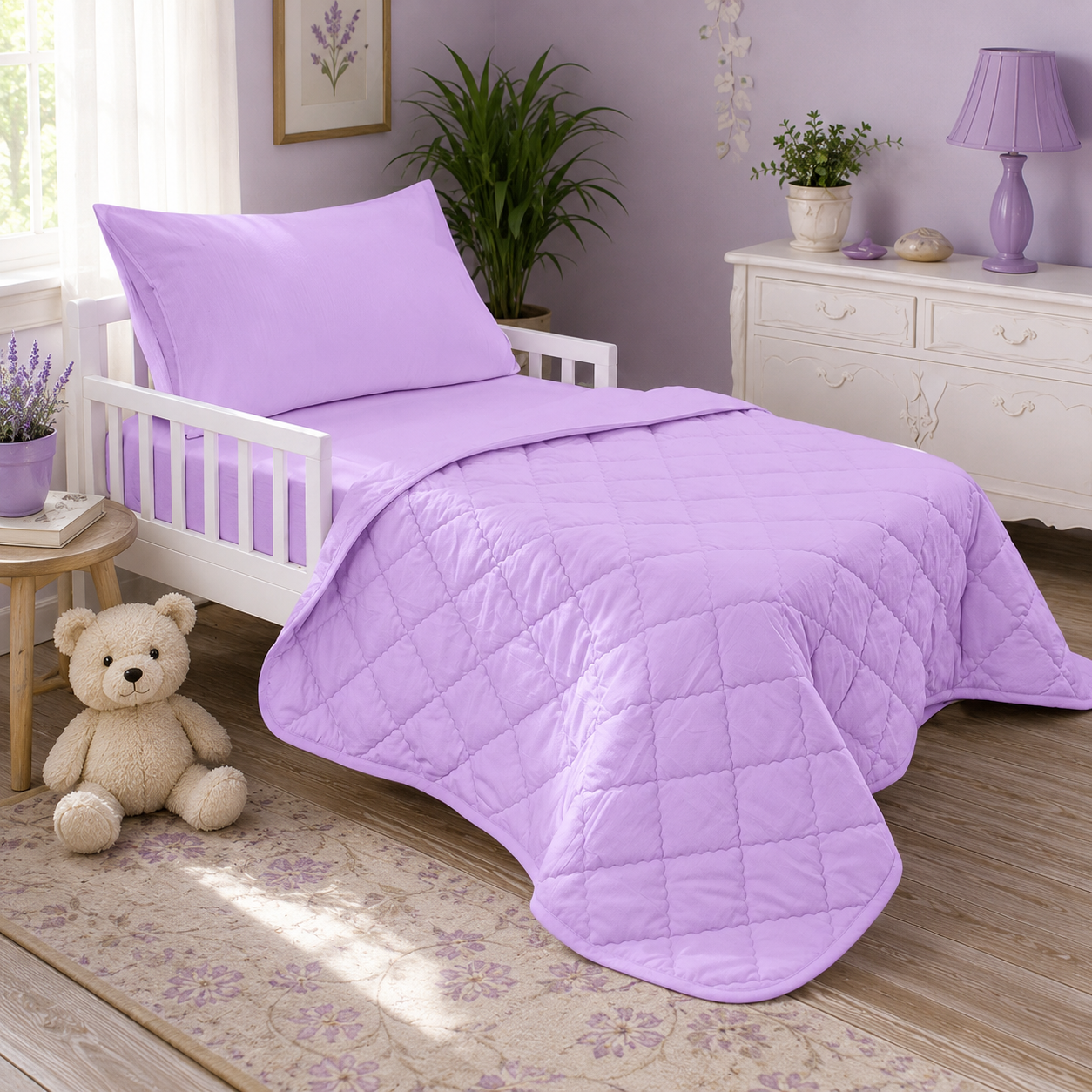4-Piece Toddler Bedding Set – Light Purple