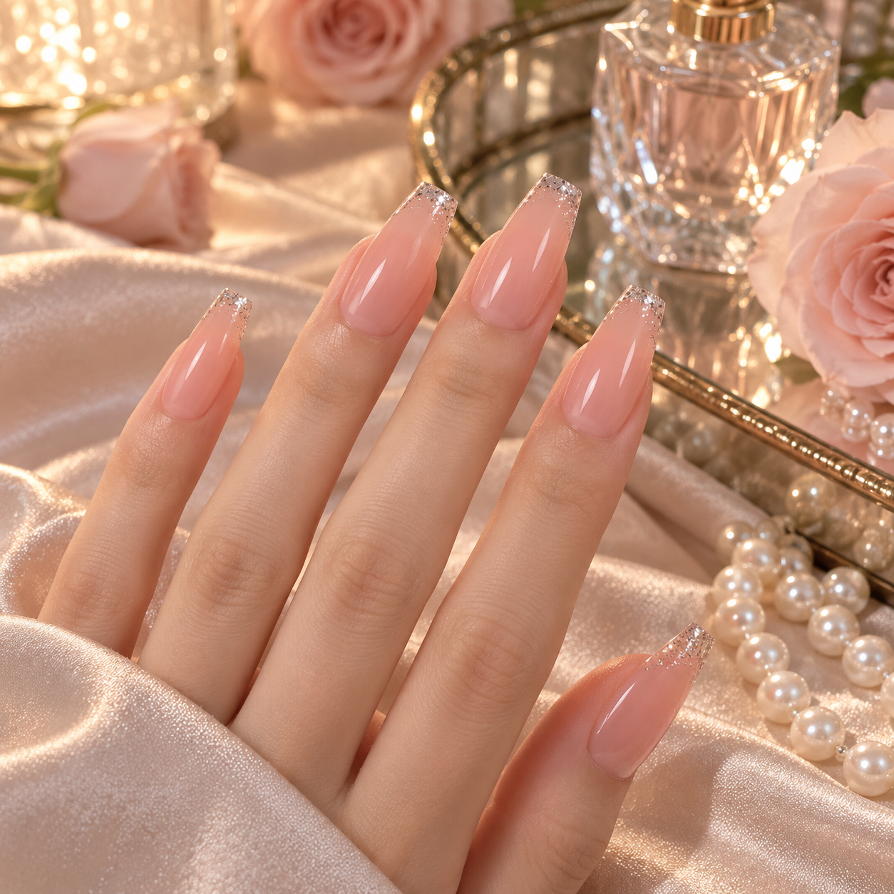 Pink Gradient Press-On Nails – Long Coffin, 24pcs