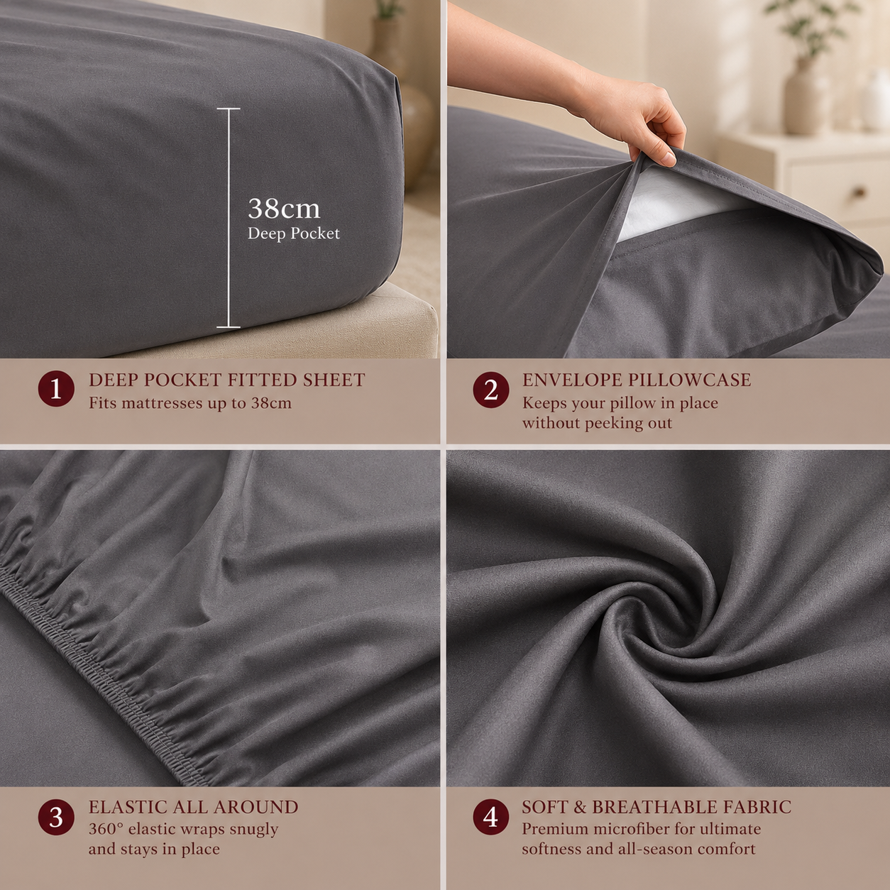 Cooling Bamboo Rayon Sheet Set – Gray