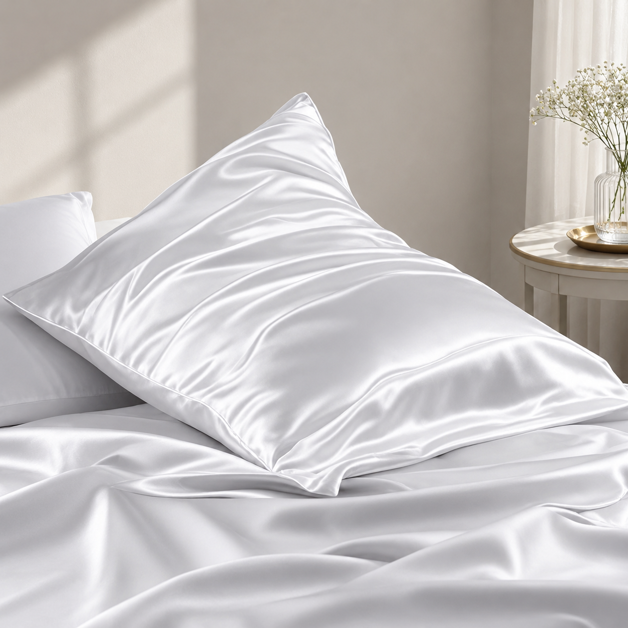 Mulberry Silk Pillowcase with Zipper – White (1 Pack)