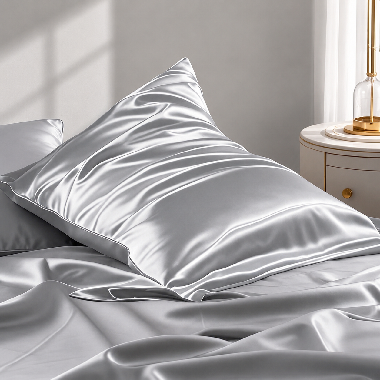Mulberry Silk Pillowcase with Zipper – Silver Gray (1 Pack)