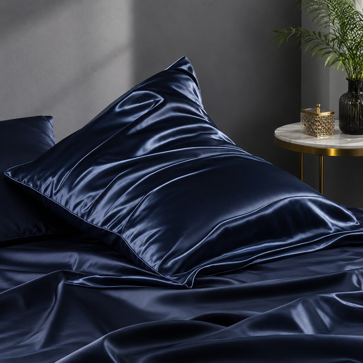 Mulberry Silk Pillowcase with Zipper – Navy (1 Pack)