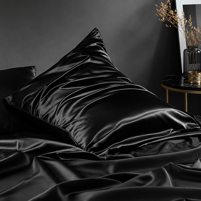 Mulberry Silk Pillowcase with Zipper – Black (1 Pack)