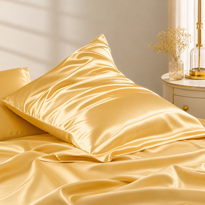 Mulberry Silk Pillowcase with Zipper – Golden Yellow (1 Pack)