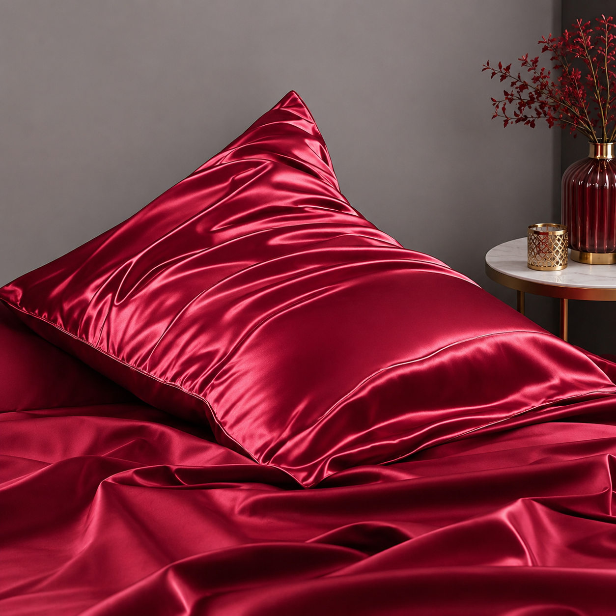 Mulberry Silk Pillowcase with Zipper – Wine Red (1 Pack)