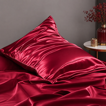 Mulberry Silk Pillowcase with Zipper – Wine Red (1 Pack)