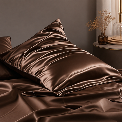 Mulberry Silk Pillowcase with Zipper – Chocolate Brown (1 Pack)