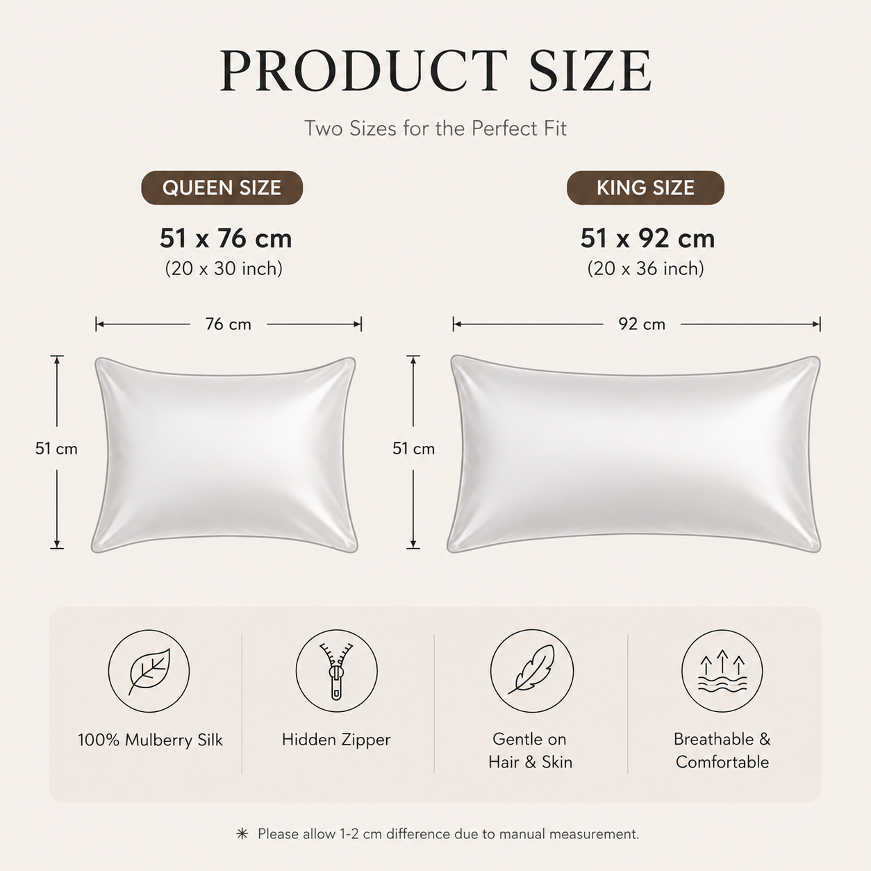 Mulberry Silk Pillowcase with Zipper – Chocolate Brown (1 Pack)