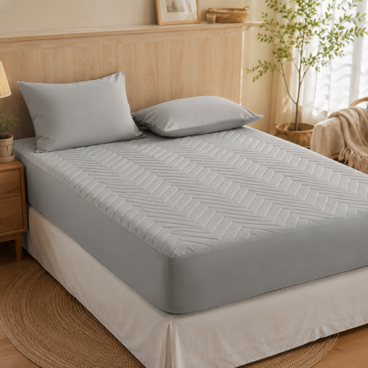 Waterproof Quilted Mattress Protector – Gray