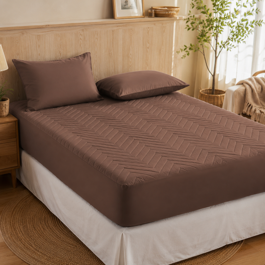 Waterproof Quilted Mattress Protector – Coffee Brown