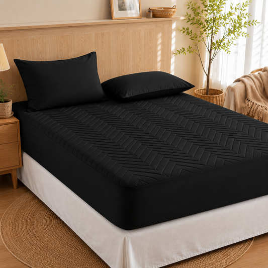 Waterproof Quilted Mattress Protector – Black