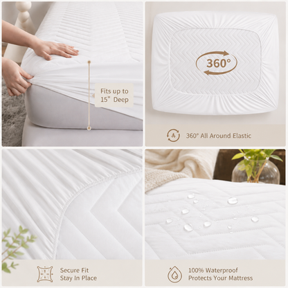 Waterproof Quilted Mattress Protector – White