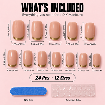 Glossy Short Square Press-On Nails – Goal Digger, 24pcs