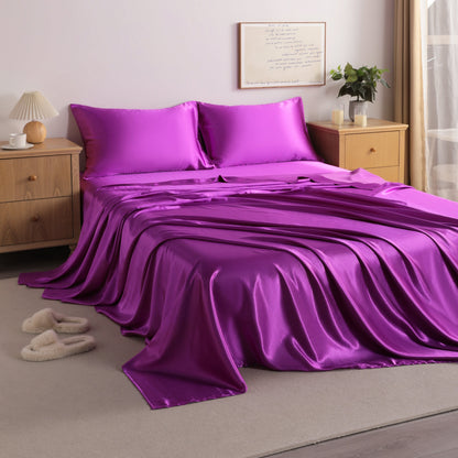 Purple Satin Sheet Set – Deep Pocket
