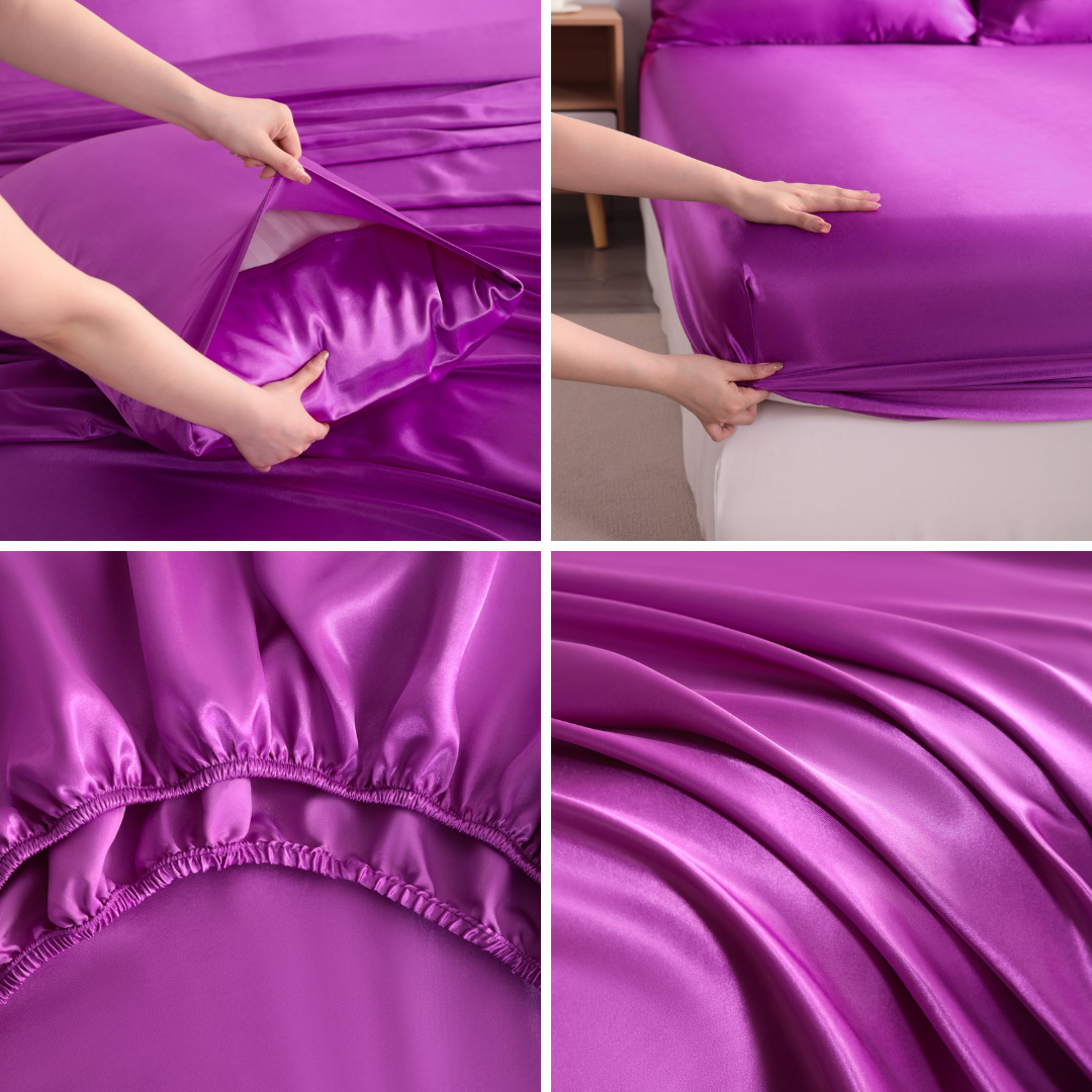 Purple Satin Sheet Set – Deep Pocket