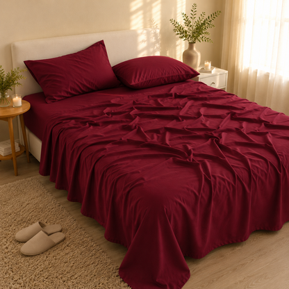 Cooling Bamboo Rayon Sheet Set – Wine Red