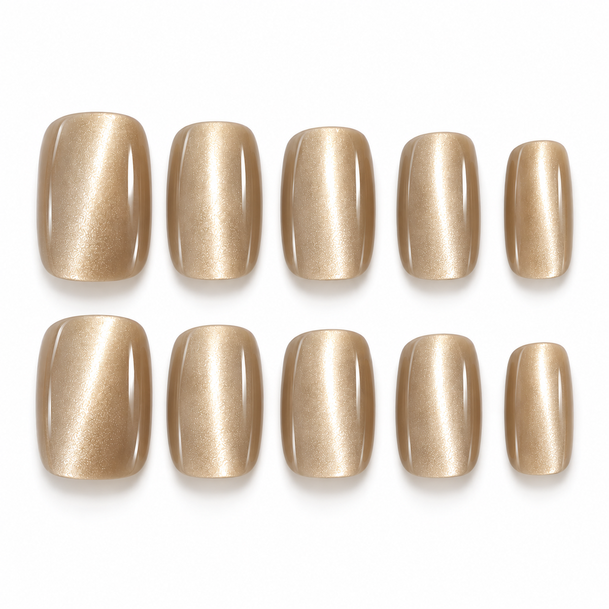 Blush Milk Tea Cat Eye Press-On Nails – 10pcs – set