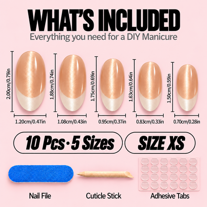 Ombre French Tip Press-On Nails – 10pcs – sizechart