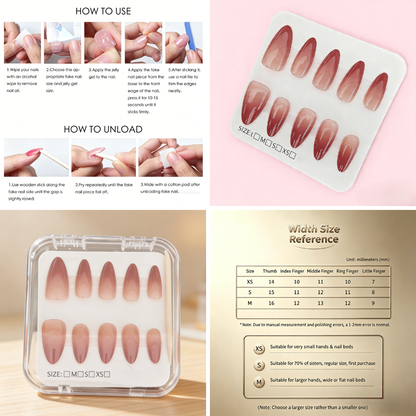 Pink Gradient Press-On Nails – Luxury Style, 10pcs