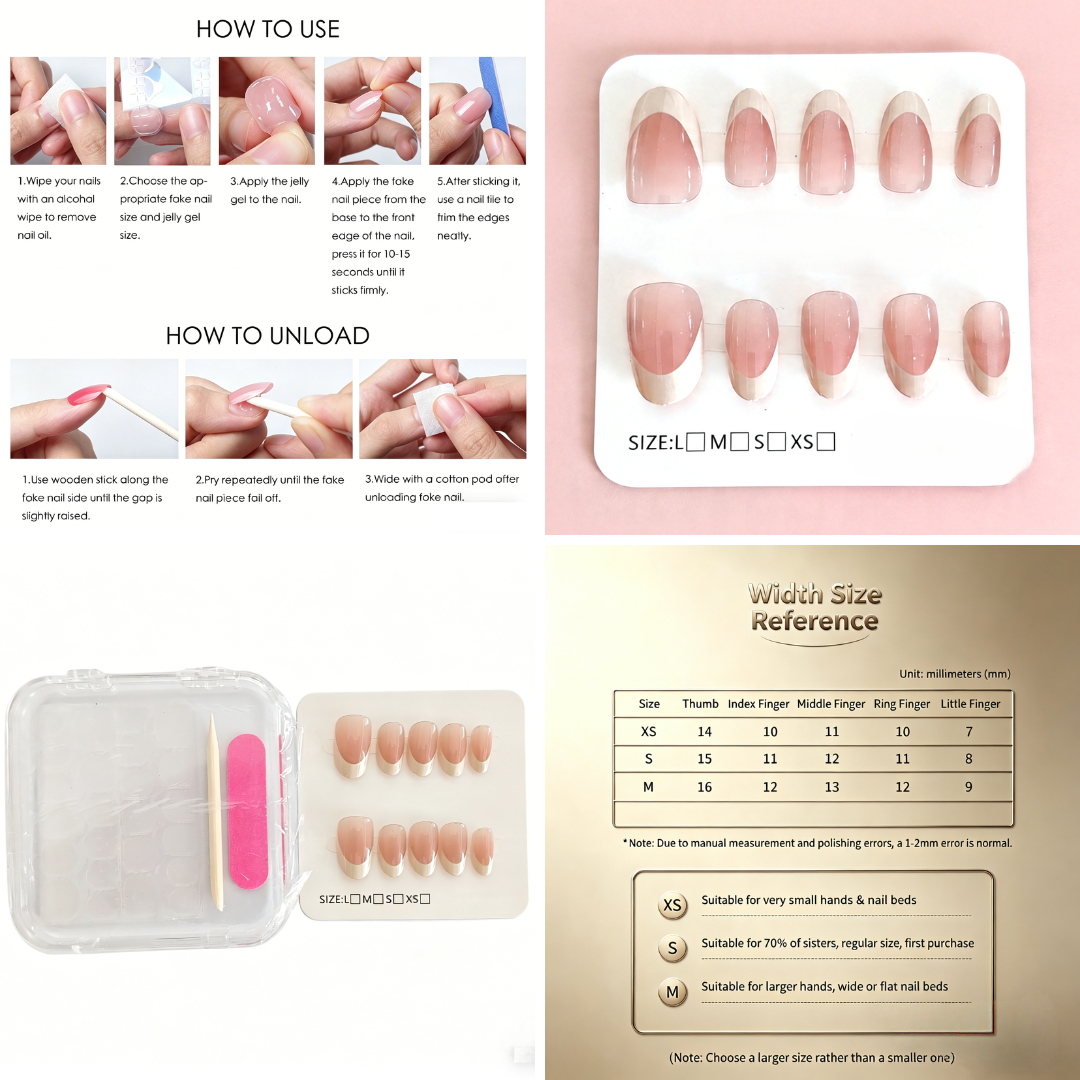 Ombre French Tip Press-On Nails – 10pcs