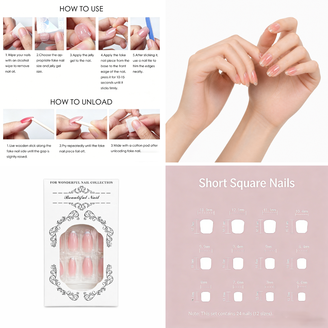 Pink Gradient Press-On Nails – Almond, 24pcs