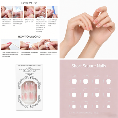 Pink Gradient Press-On Nails – Almond, 24pcs