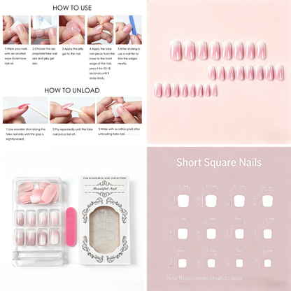 Vanilla Cream Ombre Press-On Nails – Short Square, 24pcs