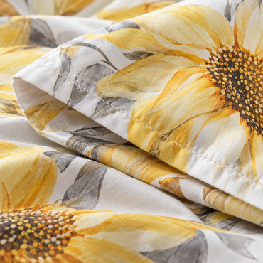 Watercolor Sunflower Microfiber Duvet Cover Set, Yellow — detail