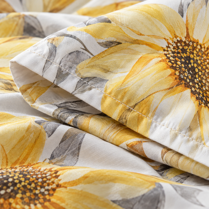 Watercolor Sunflower Microfiber Duvet Cover Set, Yellow — detail