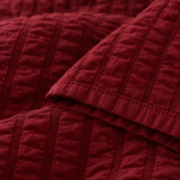Seersucker Textured Duvet Cover Set, Wine Red — detail