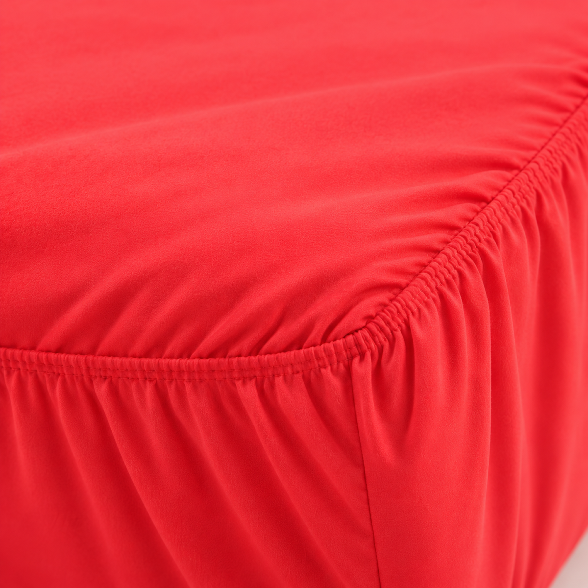 Deep Pocket Microfiber Fitted Sheet, Coral Red — detail