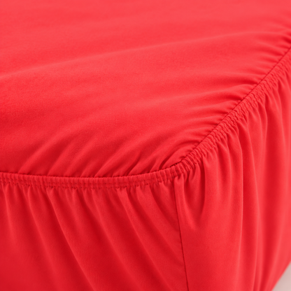 Deep Pocket Microfiber Fitted Sheet, Coral Red — detail
